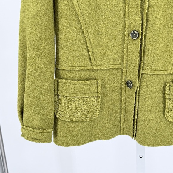 Trisha Tyler Women's Vibrant Green Button Down Long Sleeve Sweater Knit Blazer M - Picture 4 of 11